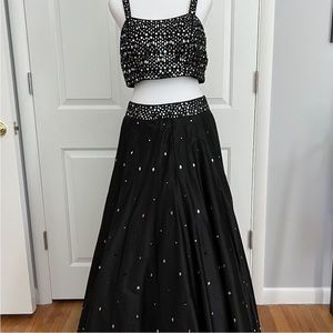 Black lehenga mirror work beautiful work size M